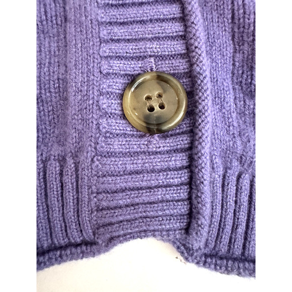 Vince Cashmere Sweater Cape Poncho One Size Purple Cable Knit Buttons Soft Warm - Picture 3 of 7